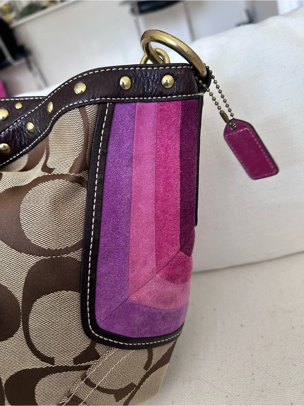 Rare Y2K Coach Signature Soho Bag w/ Pink Suede